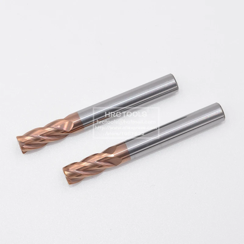 2 pçs hrc55 carboneto sólido de tungstênio cnc nariz canto raio endmill r0.2 r0.5 r1.0 longo pescoço curto flauta bola nariz fresa