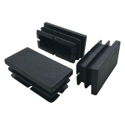 Promotion! 8 Pcs Black Plastic Rectangular Blanking End Caps Inserts 20mm x 40mm Plastic Ribbed for  assembly and secure fitting