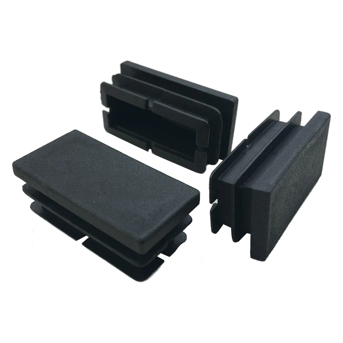 Promotion! 8 Pcs Black Plastic Rectangular Blanking End Caps Inserts 20mm x 40mm Plastic Ribbed for  assembly and secure fitting