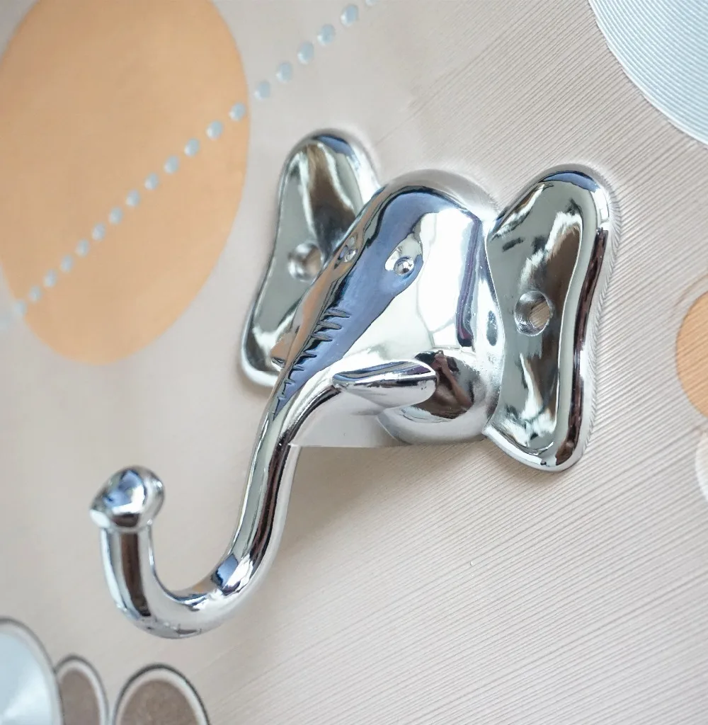 Elephant Chrome Silver Wall Hook Curtain Tie Backs / Animal Coat Hooks Decorative Clothes Hangers Hat Hangers Kitchen Hooks