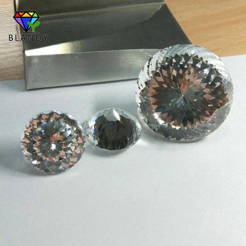 Factory Price 20~100mm Loose Corundum Stone 1pc/lot AAAAA Quality Round Cut White Sapphires Stone Synthetic Gems For Jewelry