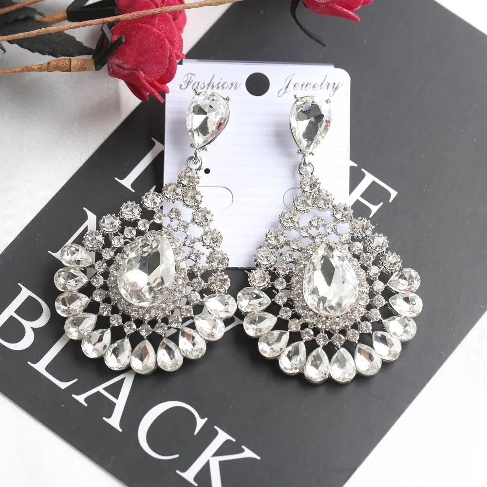 VEYO Luxury Hyperbole Crystal Earrings for Women Rhinestone Hollow out design Drop Earrings Gift