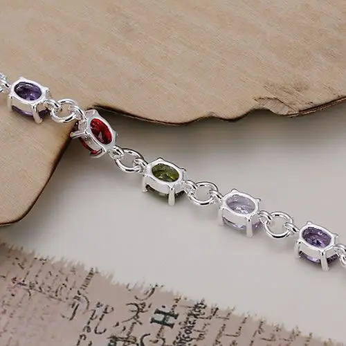 Delicate Bracelet Fashion Jewelry Charm Link Chain Bracelet For Women Men Colored Zircon Stone Bracelet