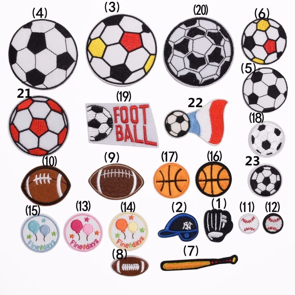 Mix Design Football Soccer Embroidered Patches Iron On Stickers Diy Sport Balls Appliques for Jeans Clothes Backpack Motif Badge