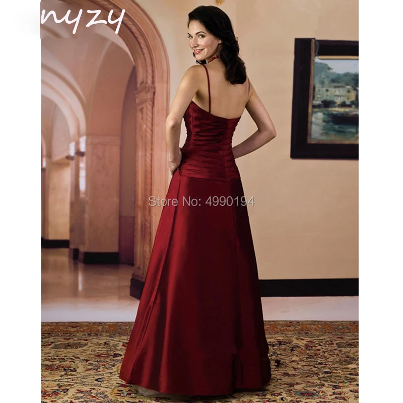 NYZY M36 Apliques de encaje satinado con cuentas Borgoña vestidos para madre de la novia novio con chaqueta vestido Formal de fiesta hecho a medida