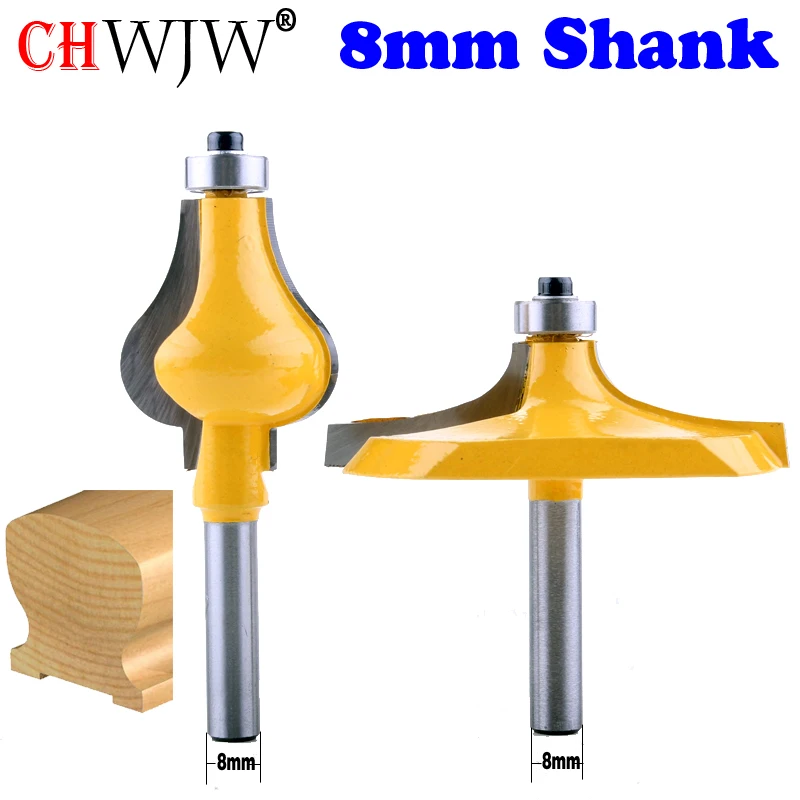 

2PC 8mm Shank Handrail Router Bit Set - Standard/Flute Line knife Woodworking cutter Tenon Cutter for Woodworking Tools