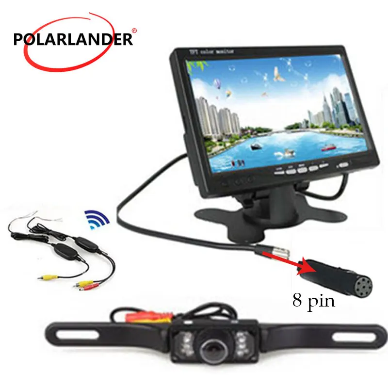 7 Inch  TFT LCD Display Screen Car Rear View Monitor with  7 LED rearviwe camera for car parking reversing