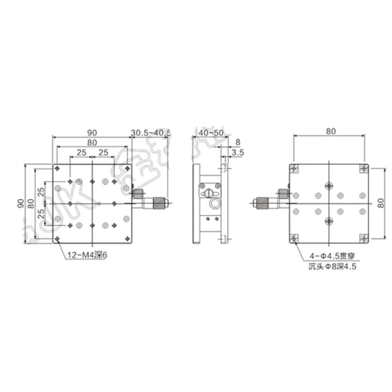 LZ90-2 Z Level Axis 90X90MM Platform Bearing Linear Stage Load 88.2N Two Guide