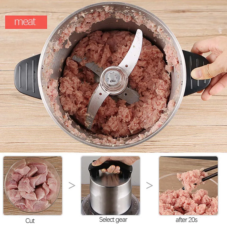 6L Stainless Steel Meat Grinder blender Chopper Electric Mincing Machine Household or Commercial Food Processor garlic crusher