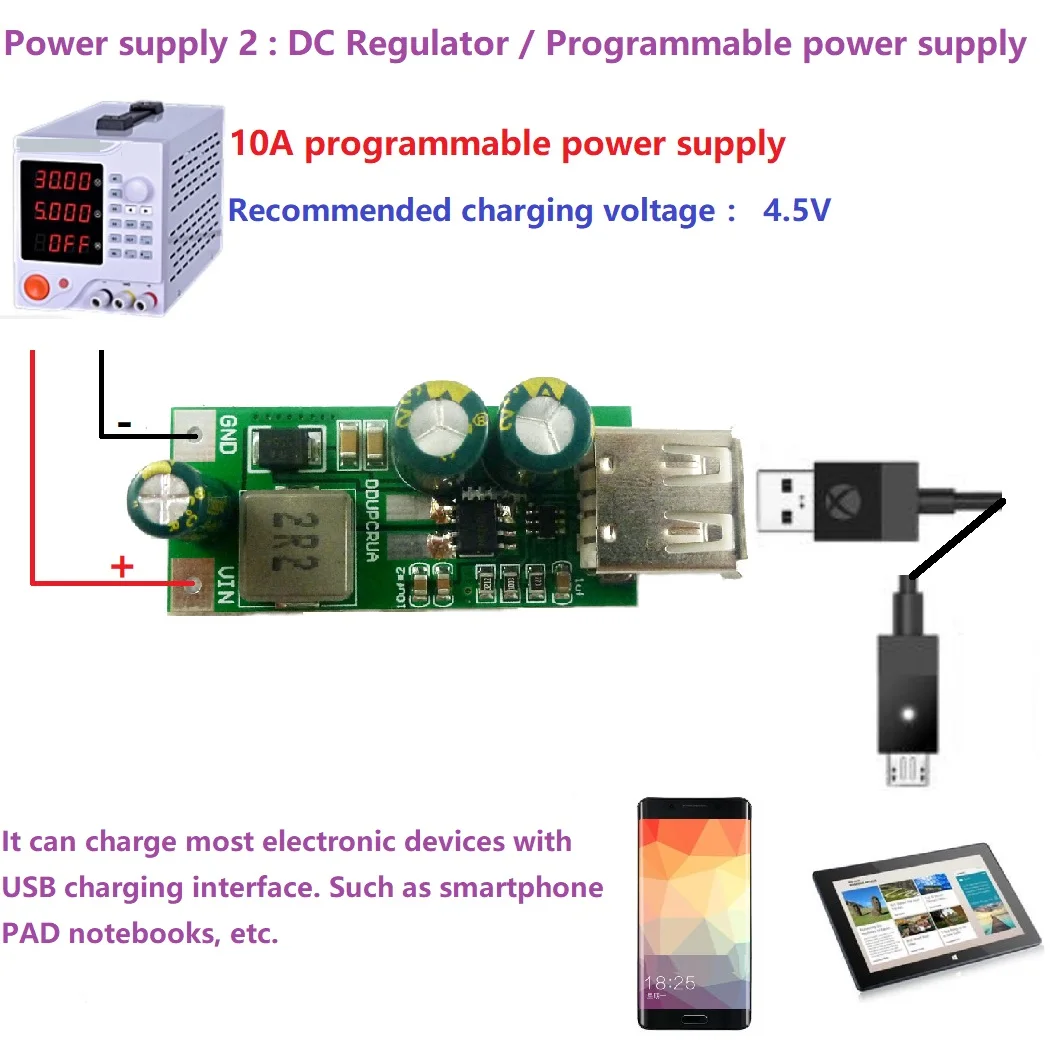 20W 3.7V 3.8V 4.2V 4.5V à 5V 9V 12V USB QC3.0 2.0 FCP Fast Quick Charger DC-DC Boost Tech Smart Phone PAD Charging