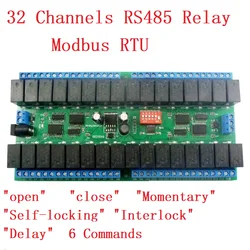 R421C32 DC 12V 32 Channels Modbus RTU RS485 Bus Relay Module UART Serial port Board for PLC LED Home automation door lock