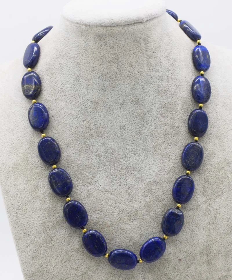 

blue lapis flat oval 15*20mm necklace 18inch nature FPPJ wholesale beads