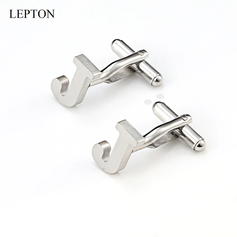 

Lepton Stainless steel Letters J Cufflinks for Mens Black & Silver Color Letters J of alphabet Cuff links Men Shirt Cuffs Button
