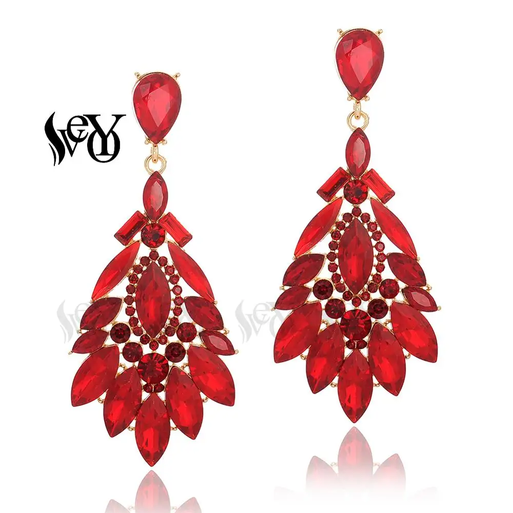 VEYO Classic Luxury Crystal Drop Earrings for Women 4 color Fashion Jewelry Gift