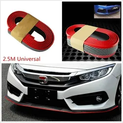 2.5 / M Universal Red Carbon Fiber Car Front Lip Reduces Scratch Edge Bumper Tape