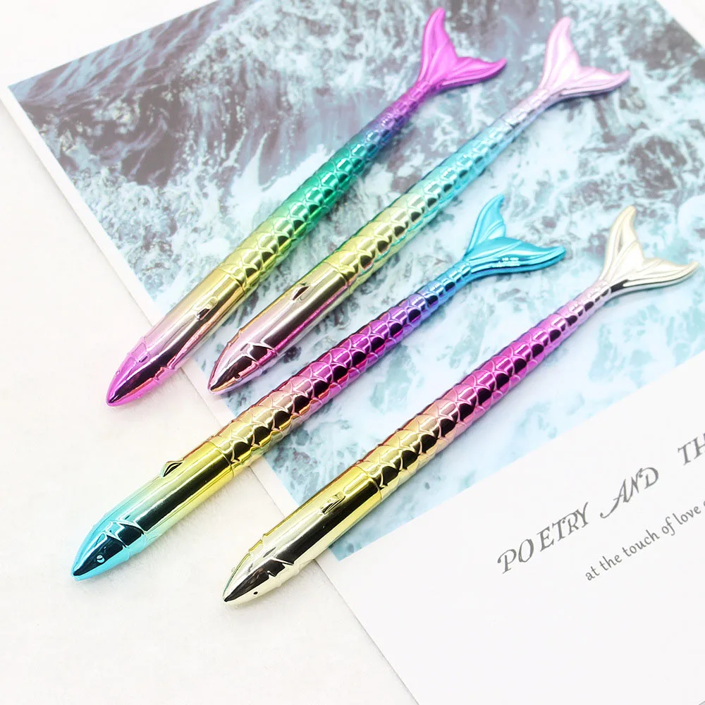 2Pcs/lot Cute Colorful Gel Pens Mermaid Gel Ink Pen School Supplies Creative Novel Office Gift Stationery Styling Fish