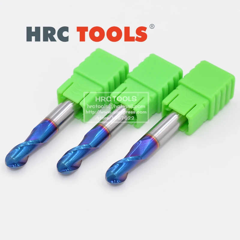 

M7-R2x8Hx4Dx50L 2 Flutes Tungsten Carbide Ball Nose End Mill HRC65 NACO Coated Milling Cut