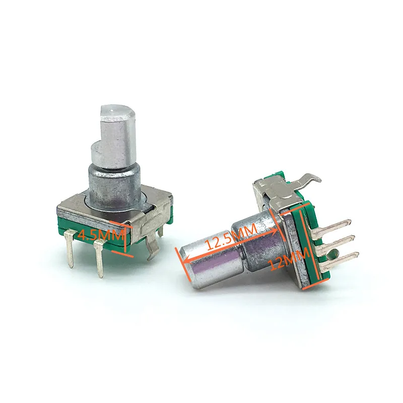 EC11 Encoder Switch com botão, Interruptor de código rotativo de 30 posições, 5Pin Plug-in Type, 12,5mm, meio eixo, 5pcs