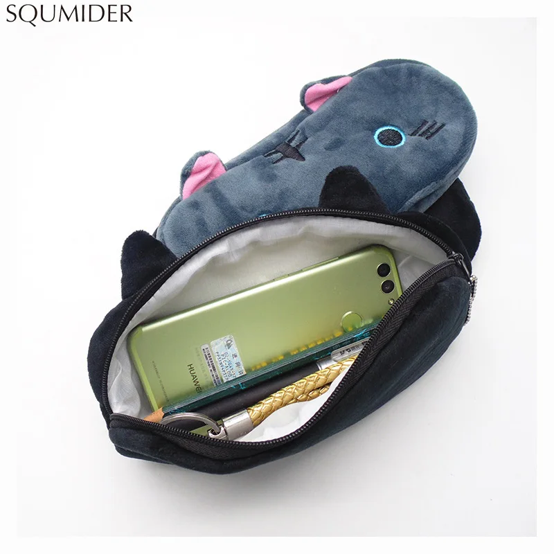 Plush Pencil Case School Supplies For Girls Stationery Office Cute Kawaii Cartoon Cat Pen Bag pouch kits Kids Gift Makeup bag