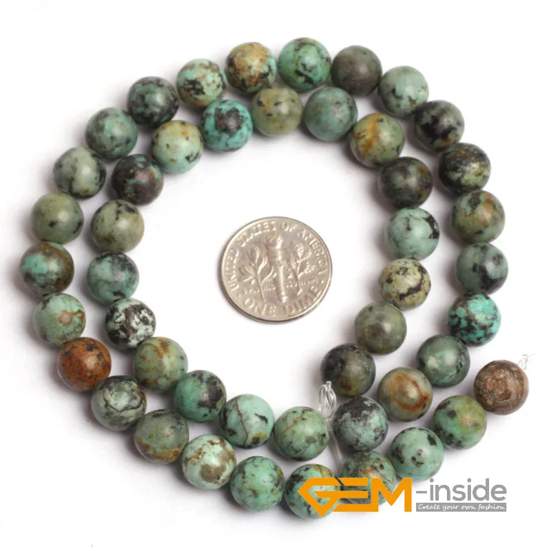 Natural Green Africa Turquoises Stone Round Beads For Jewelry Making Strand 15\