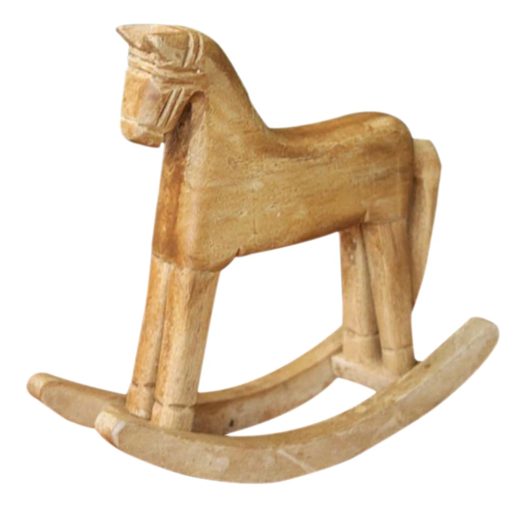 MagiDeal Nordic Wooden Crafts Rocking Horse Desk Decor Balance Art Figurines