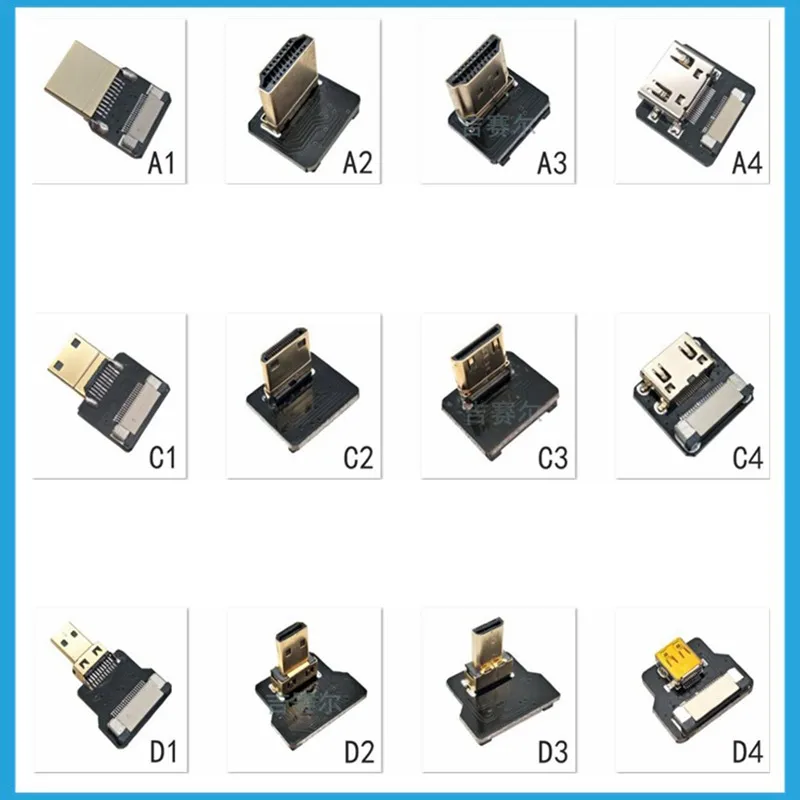 FPV Micro HDTV-compatible Mini HD 90 degree Adapter 5cm-100cm FPC Ribbon Flat HD Cable Pitch 20pin Plug Connector