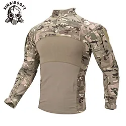 SINAIRSOFT uniforme da uomo degli stati uniti Airsoft caccia maglietta tattica manica lunga cotone traspirante assalto Camo sport all'aria aperta