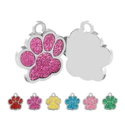 Wholesale 100 Pcs Paw Dog Id Tag Nameplate Engraved Custom Personalized Cat Keyrings  Collar Plate Pet Shop