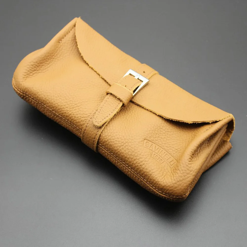 Soft Nature Solid 100% Real Leather Pipe Bag Purse Portable Travel Wood Tobacco Smoking Pipe Case/Pouch Smoking Tool Accessories