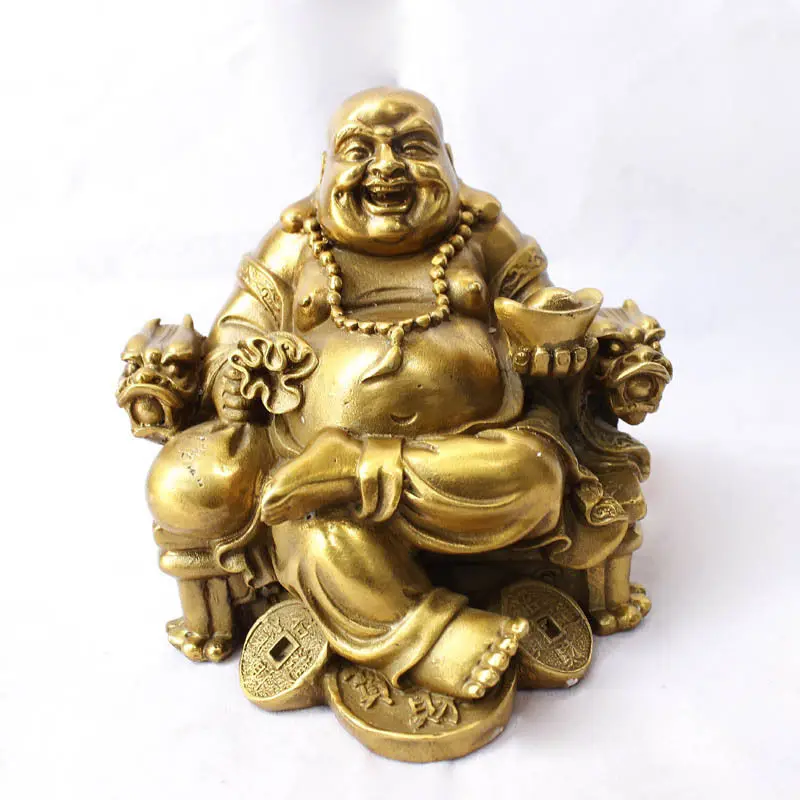 

Pure copper Sit chair maitreya furnishing articles laughing Buddha statue