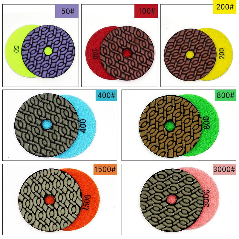 new pattern 4 inch 100mm flexible diamond dry polishing pads dry grinding disc for granite marble Engineered stone counter-top