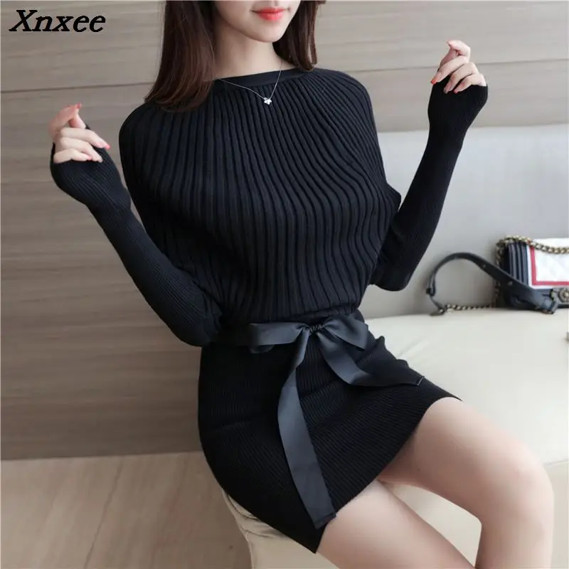 2018 Spring and Autumn New Women Korean ladies loose sweater  Stretch Skirt Xnxee