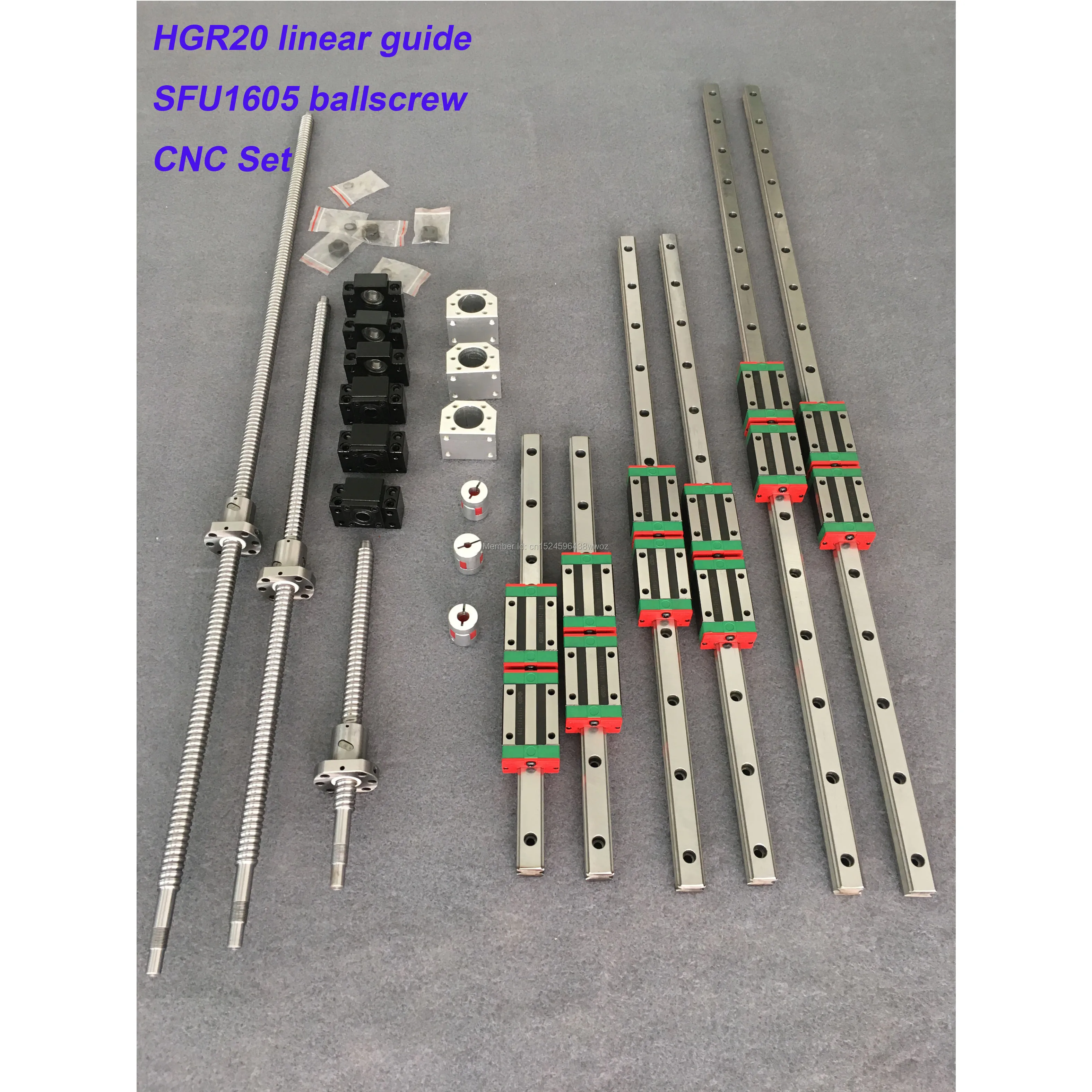 6 set HGR20 Square Linear guide rail 6 set HGR20 - 400/1000/1500mm ballscrew + SFU2005 - 400/1000/1500mm + BK/BF15 CNC part