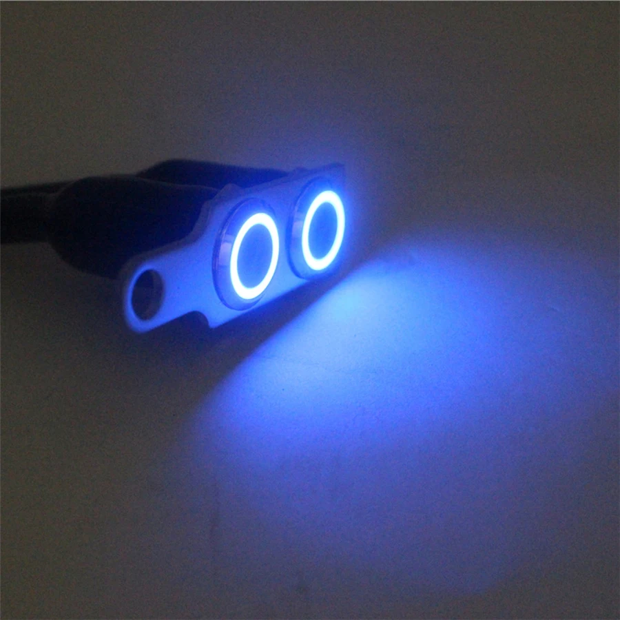 Aluminum Alloy Motorcycle Handlebar Switch Headlight Hazard Fog Light ON/OFF Dual Buttons Manual-return Lock Switch Blue LED