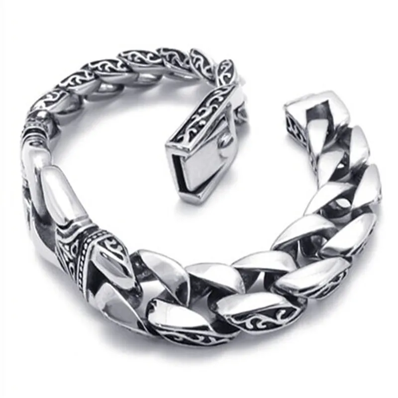 SDA Cool Hot Classic Puck Stainless Steel Pattern Bracelets Silver Bangles for Men