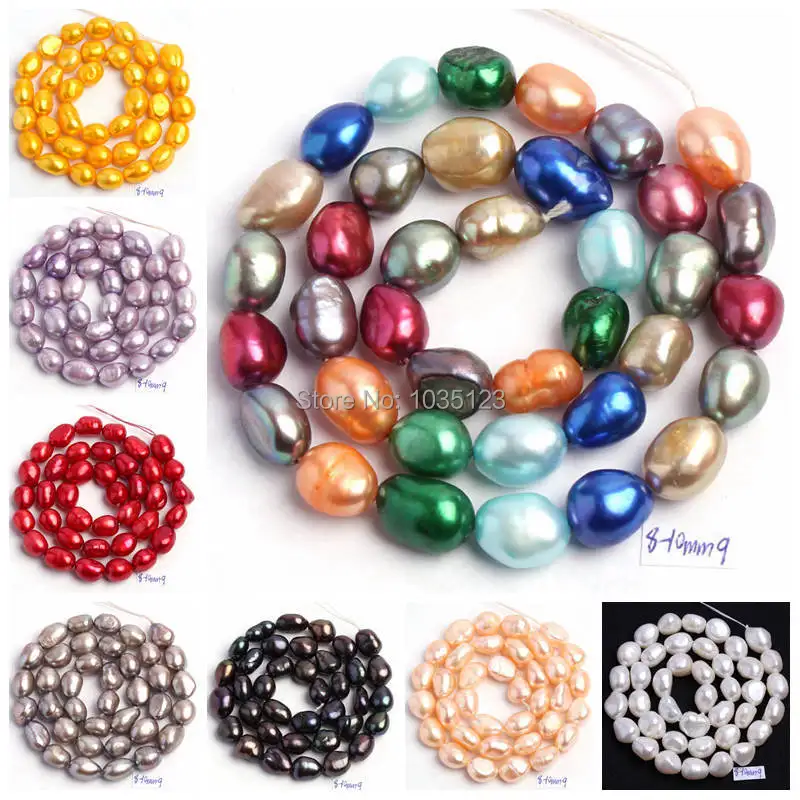 18 Color 8-9mm Multicolor Natural Freshwater Pearl Irregular Shape Loose Beads Strand 14\