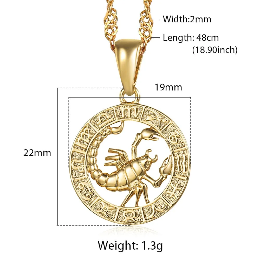 12 Horoscope Pendant Necklaces For Women Men Gold Color Aries Leo 12 Constellations Zodiac Sign Necklaces Dropshipping GPM24A