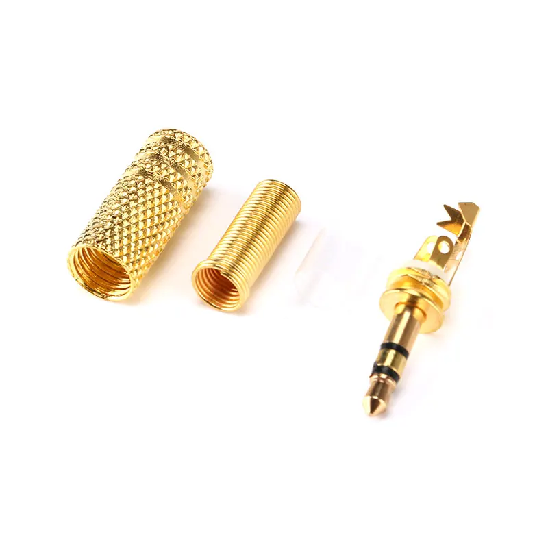 5pcs 3.5 jack 3Poles Plug Connector Stereo Metal 3.5 Plug & Jack Adapter With Spring Solder Wire Terminals