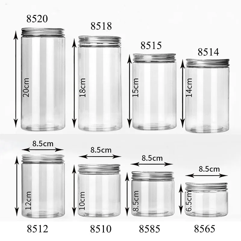 Plastic Jar with Aluminum Lids, Storage Bottle for Food, Candy, Cookie Plastic Tube, PET Bottle, 20 PCs/Lot