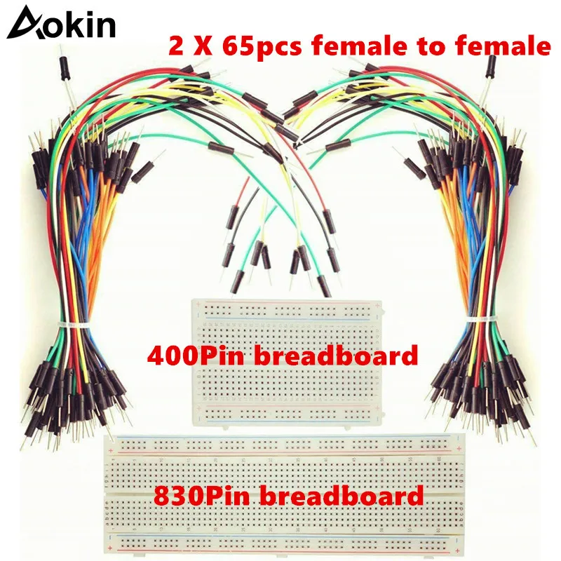 PCB Prototype Breadboard 830 point 400 holes Proto Shield Board Kit for Arduino with 130pcs jumper wires