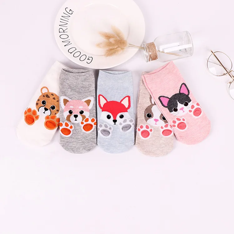 Colorful animal Invisible Short Woman Sweat summer comfortable cotton girl women's boat socks ankle low female 1pair=2pcs xg15