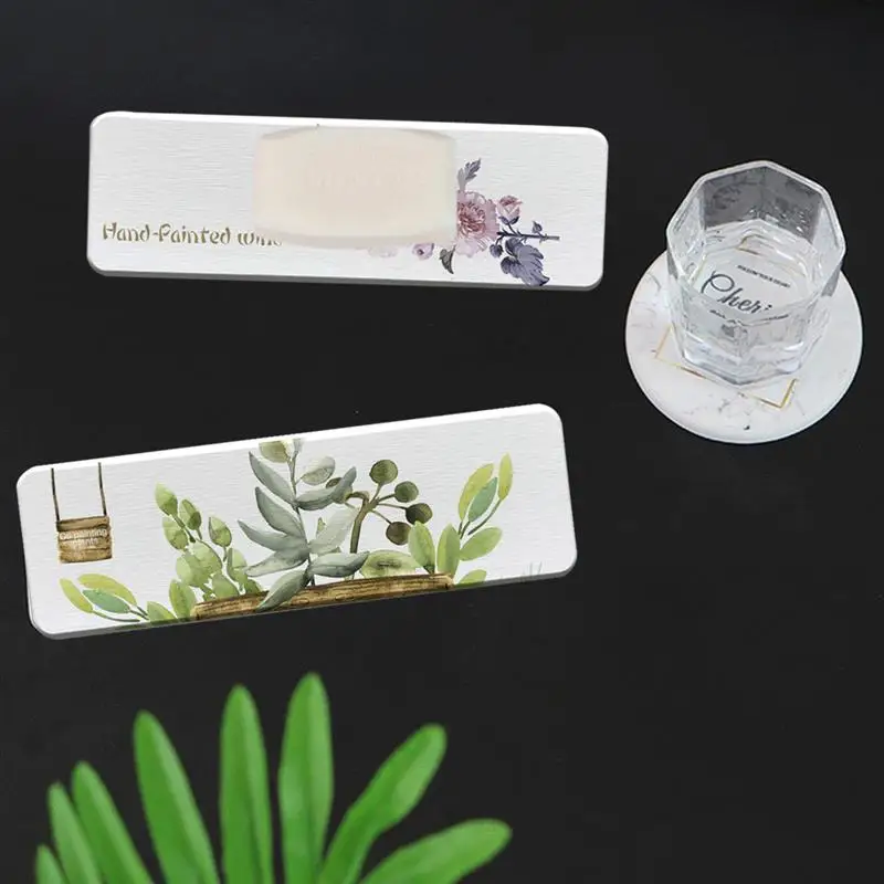 2pcs Rectangular New Hot Diatom Mud Wash Mat Diatomaceous Earth Waterproof Coaster Soap Tray Absorbent Pad Coaster