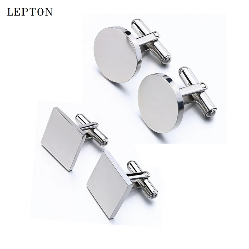 

Hot Sale Stainless Steel Cufflinks For Mens Lepton Blank Shiny Cuff links Wedding Party Gift Men Shirt Cuffs Cufflink