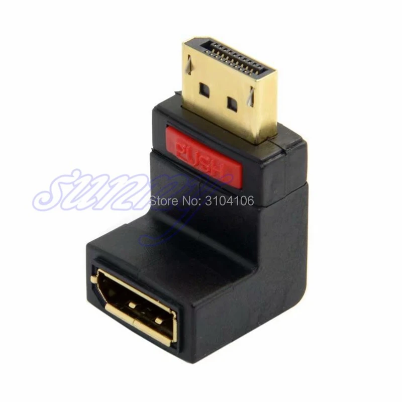 Up&Down Angled 90 Degree DisplayPort DP Male to Display Port DP Female Extension Adapter Converter Connector Angle for DP Cables