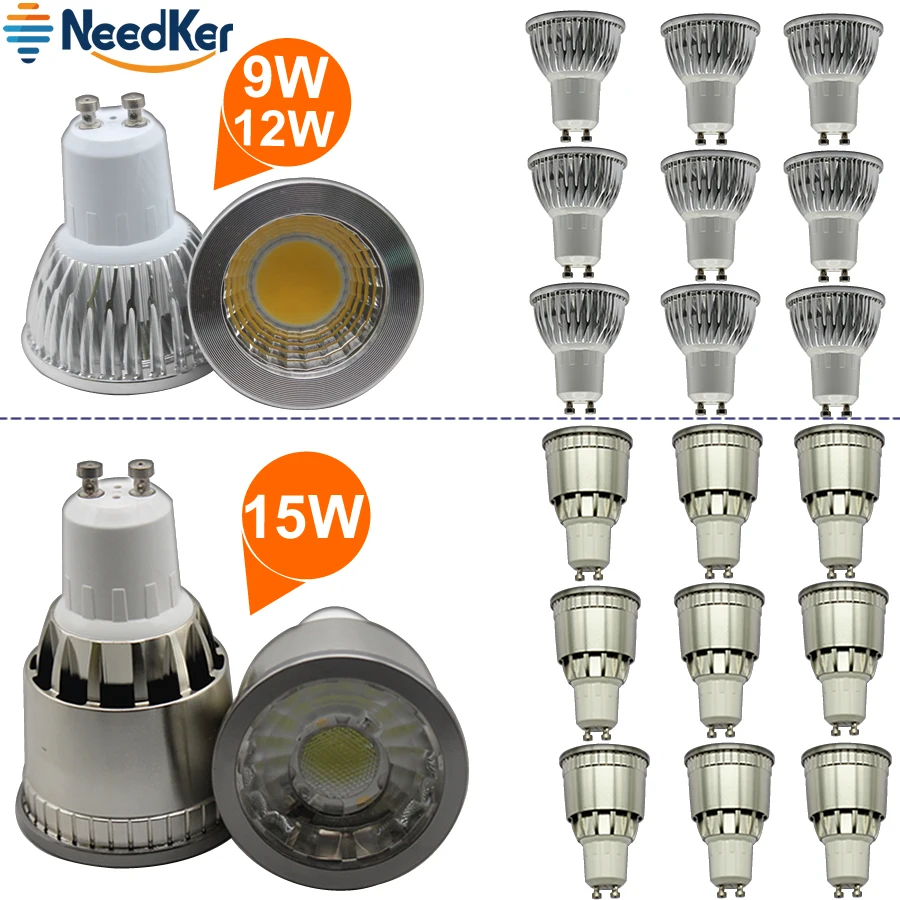 NeedKer-LED 램프 GU10 G5.3 LED 전구, 2W 3W 5W 9W 12W 15W AC 110V 220V, Lampada LED 콘덴서 조명 Cob 스포트라이트, 에너지 절약