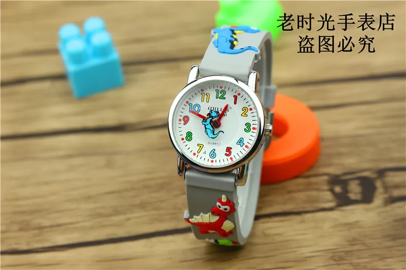 NAZEYT-reloj de cuarzo con correa de silicona 3D para niños, esfera de dinosaurio, movimiento japonés tridimensional, reloj de dibujos animados