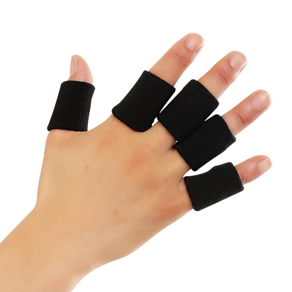 

10 PCS Basketball Finger Sleeve Thumb Brace Sports Sleeves Bracket Covers Black