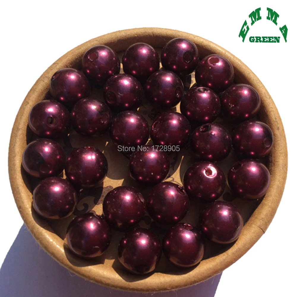 Bead with hole Pearl Beads for statement necklace Round Bead Spacer Beads 6mm to 30mm A42 Burgundy beads Acrylic Bead for Kids