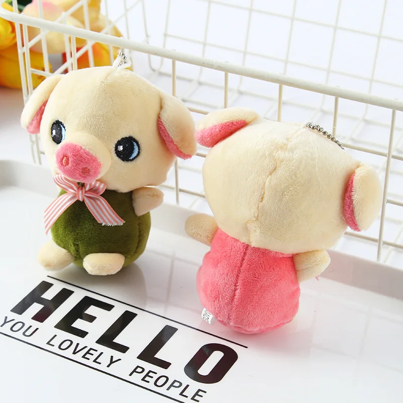 1PCS Pig Plush Toys Big Eyes Bow Tie Cute Bags Accessories Small Pendant  Little Stutted Piggy Doll 11cm NEW YEAR Gifts