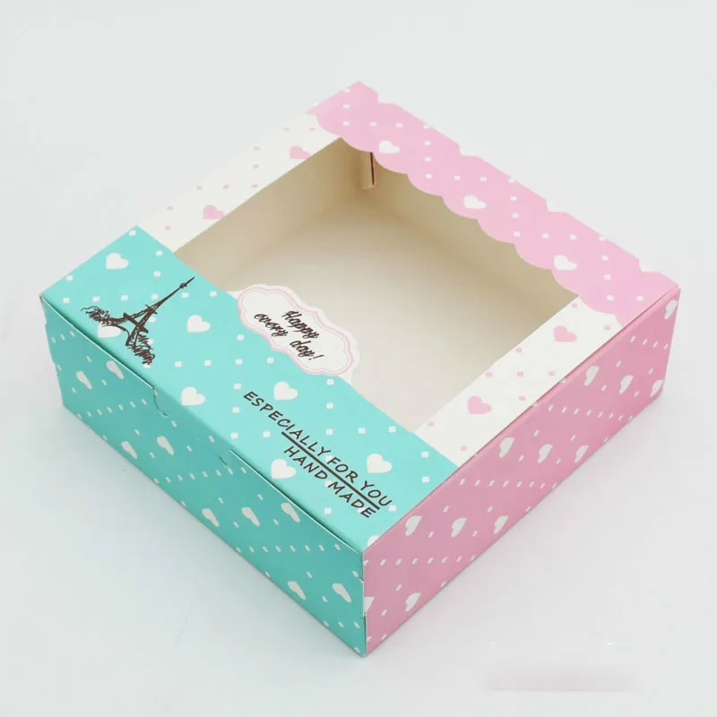 12PCS Kraft Paper Boxes For Packaging Cupcake Pink Window Flower Gift Wedding Bags For Cake Candy Cookies Toy Party Favors